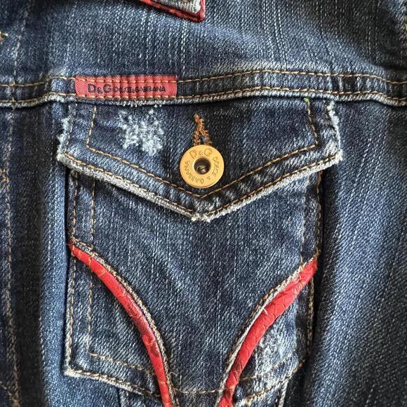 Authentic D&G Dolce and Gabbana Denim Jacket with Floral Lining Size 42 - Picture 9 of 12